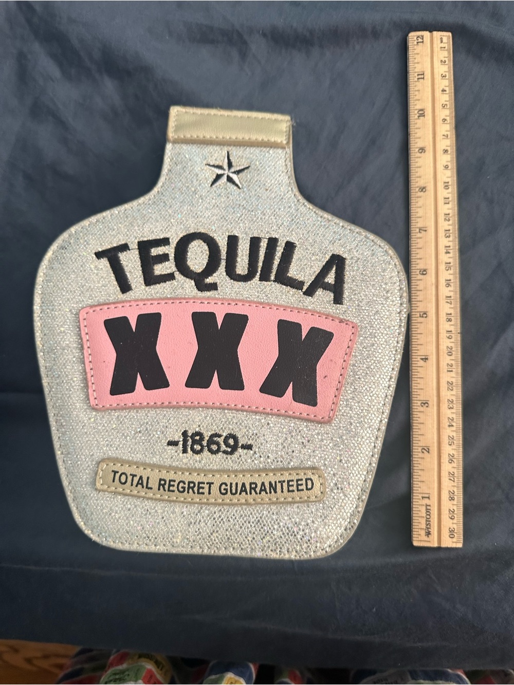 Glitter Tequila XXX Crossbody Bag - Pink & Silver